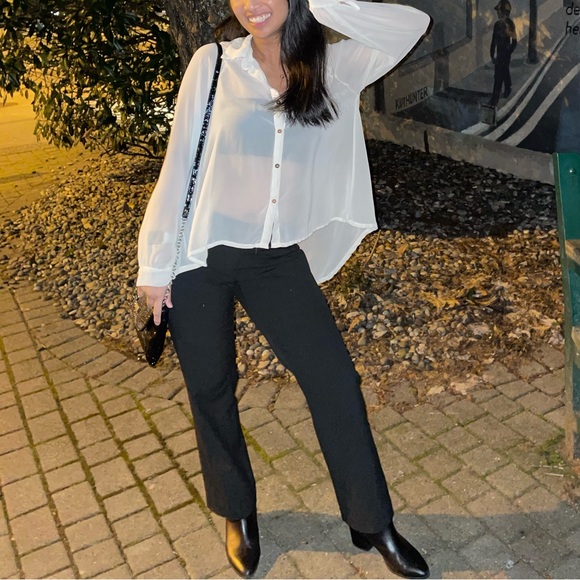 Brandy Melville Sheer High-Low Button-Down Blouse (O/S) - Picture 5 of 5